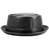 UJEDFHV Cappelli Pork Pie Cappello da Uomo in Pelle Nera Trilby, Berretto Fedora, retrò Donna, Cappelli Autunnali, Vintage Jazz(Black)