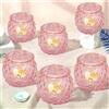 Jinavoty 6Pcs vetro Tea Light portacandele, Rosa Votive portacandele Tealight titolari per tavolo centrotavola matrimonio decorazione casa (Rosa-6 pezzi)
