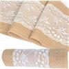 Taipintee 10m x 30 cm Runner da Tavola per il Tavolo Tela Juta, Runner da Tavolo con Pizzo Bianco Decorazione, Runner in Pizzo di Iuta, per Matrimoni, Feste di Festival, Decorazioni per Eventi Tavolo