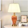 Chao Zan Lampada da tavolo moderna E27 soggiorno camera da letto lampada da comodino stile europeo semplice e caldo matrimonio ceramica lampada da tavolo decorativa (Lampadine non incluse) (Rosso)