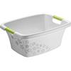 Rotho Flowers Vasca da Bucato con 2 Maniglie, Plastica (PP) senza BPA, Grigio/Verde, 25 L, 50.5 x 38.3 x 21.8 cm