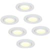 HCFEI Set di 6 faretti LED da incasso bianchi - rotondi piatti 5 Watt dimmerabili bianco caldo 3000 K 230 V IP44 - adatto per bagno, cucina, esterno - foro Ø 60 - 70 mm, angolo di irradiazione 120°