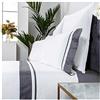 COTTON ARTean Set di lenzuola in raso cotone egiziano a 300 fili, bianco e grigio scuro, letto da 90 x 190/200. 100% cotone egiziano bianco.