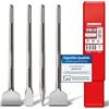 SCHWABENBACH® Set Scalpelli SDS Max 400 mm - 4 Pezzi 25 mm + 50 mm + 50 mm Curvo + Punta - Estremamente Robusti - Per Martello Demolitore - Set Rimuovi Piastrelle (Non SDS Plus)