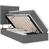 vidaXL Letto a castello con contenitore LED vidaXL con materasso, grigio scuro, 90 x 200 cm, tessuto