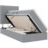 vidaXL Letto a castello con contenitore LED vidaXL con materasso, grigio chiaro, 90 x 200 cm, tessuto