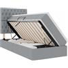 vidaXL Letto a castello con contenitore LED vidaXL con materasso, grigio chiaro, 90 x 200 cm, tessuto