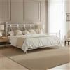 Veriaffari.it Letto in ferro matrimoniale Melissa con decoro floreale bianco opaco 170x200 cm.