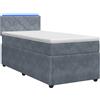 vidaXL Letto a molle con materasso grigio scuro 90 x 190 cm in velluto