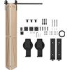 Kit Porta Scorrevole a Libro 122x0.5x4 cm con Binario e Cerniere in Acciaio al Carbonio Nero