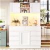 Easexcy Mobile alto moderno per soggiorno, 8 cassetti, chiusura magnetica, ripiani regolabili in altezza, 120 x 40 x 183,5 cm (bianco)