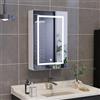 BRILVERDE Armadietto da bagno a specchio a LED con specchio, armadietto da parete con vano portaoggetti, moderno armadietto da bagno sospeso, interruttore a sensore touch, porta singola bianca, 70 x 50 x 13 cm