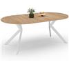 IDMarket - ALIX Tavolo da pranzo rotondo allungabile per 4-10 persone con gamba in legno e ragno bianco 110-200 cm
