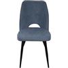 Cribel Set 4 Sedie Virginia in Tessuto Blu con Gambe Nere in Metallo | Seduta Imbottita e Schienale Avvolgente | Design Moderno per Cucina o Sala da Pranzo 50 * 50 * 90 (cm)