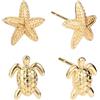 Mikovivi 2 Paia di Orecchini Spiaggia per Donna, Set Orecchini Stella Marina Tartaruga Dorati Gioielli Eleganti Raffinati Accessori Estivi per Donne