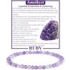 Ruby Bracciale Donna Pietra Naturale Vera 4 mm Sfaccettate Bracciale Pietre Naturali Ametista Bracciale Perle Gioielli Donna