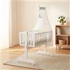 roba Culla in Legno Woodland Buddies 40 x 90 cm Incl. Accessori - Con Ruote, Tessili & Materasso - Legno Laccato Bianco