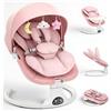 Mechprip Sdraietta Neonati con Schienale Regolabile, Altalena Neonato Elettrica con Cuscino e Tavolino Laterale Rimovibili, 3 Timer, 5 Velocità di Altalena, 12 Melodie, 3 Opzioni di Alimentazione (Rosa)