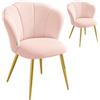 VASAGLE Sedie Sala da Pranzo Set di 2, Sedie Cucina Moderne Imbottite in Velluto, Poltroncina Camera da Letto con Schienale a Petalo, Gambe in Metallo, 62,5 x 60 x 80 cm, Rosa Pastello KDC099S101-2J
