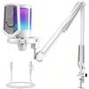 FIFINE USB Typ-A/C Microfono Kit per PC Gaming PS5, RGB Microfono a Condensatore da Tavolo con Pulsante di Silenziamento, Filtro Anti-Pop e Supporto Antiurto per Streaming Podcasting Youtube Podcast