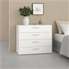 Dmora - Cassettiera Marinette, Settimino Multiuso, Comò Camera da Letto, Mobile con cassetti, 80x40 h68 cm, Bianco
