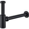 kelleria Sifone Lavabo Bagno, Sifone Universale per Lavabo Regolabile Con Apertura per la Pulizia, Scarico Lavandino Bagno 1 1/4" x Ø 32mm, Acciaio Inox, nero opaco