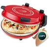Cecotec Forno Elettrico per Pizze Fun Pizza&Co Mamma Mia, 1200W, Diametro 30 cm, Temperatura Massima 420℃, Piastra Antiaderente in Pietra Ceramica, Timer fino a 15 min e Termostato Regolabile, Rosso