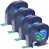 SHUBEIEUMI 4 Pezzi Nastro per Etichette Compatibile con Nastro Dymo Letra Tag 12mm x 4m, Stampa Nero su Verde, Compatibile con Etichette Dymo Plastica Etichettatrice 91221