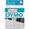 Dymo D1 - Nastro adesivo standard per etichettatura, 12 mm x 7 m, nero su bianco