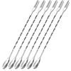 Newellsail 6 Pezzi Cucchiaio da Cocktail Cucchiai da Bar In Acciaio Inox Cucchiaio da Cocktail Forchetta Manico a Spirale Lunga Cucchiaio di Miscelazione 32 cm (Argento)
