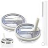 AIROLDI Stanley - Set di 2 coperchi a prova di perdite, riutilizzabili, 1,2 l, con 2 cannucce e 1 spazzola per cannuccia, colore crema