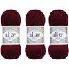 Alize Diva Filato a mano 100% Microfibra Acrilica Filato Alize Diva Effetto Seta Crochet Artigianato Pizzo Artigianato Lotto di 3 matasse 300 gr Colore 57 - Bordeaux