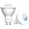 DoRight 2 Pezzi Lampadina Sensore di Luce PIR GU10 Lampadina LED con Sensore Lampadine 5W Bianco Freddo 6000K Lampadina LED di Sicurezza per Scale, Garage, Corridoio, Passaggio Pedonale, Ccortile