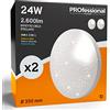 Eurocali 2x Plafoniere LED 24W Effetto Cielo Stellato Opaca IP20 2600 lumen - Forma: Circolare - SMD CCT 3 in 1 Caldo Naturale Freddo - Fascio Luminoso 360°