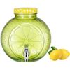 Tata Home Dispenser 4 Litri in Vetro Con Rubinetto Contenitore Bevande Distributore Acqua Fredda Aromatizzata Erogatore Bevande Ghiacciate Aperitivo LIME