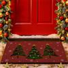 Lanpn 42x75cm Zerbino cocco Natale, Albero di Natale Antiscivolo Gomma Naturale Tappeto Porta Ingresso Esterno Esterni Tappeto Antiscivolo Zerbino Ingresso per decorazioni natalizie (Rosso)