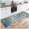 Siunwdiy Blu Grigio Tappeto Cucina Passatoia 2.5 Metri,Tappeti Runner Antiscivolo Moderni For Soggiorno Cameretta Cucina Salotto Tappeto Passatoia Motivo astratto,Lavabile,70X250CM