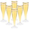 Mispudin Fute Plastica 30 Pezzi, 130ml Bicchieri Champagne con Bordo Dorato, Riutilizzabile Calici Spumante Eleganti, Bicchieri da Prosecco Vino per Matrimoni, Compleanni, Feste, Natalizi
