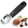 Nikou Paletta per Gelato Riscaldata, Cucchiaio Porzionatore Ricaricabile con 3 Livelli, Display a LED, Formatore per Palline di Ghiaccio, per Gelato Duro (Nero)