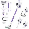 Hearten Aspirapolvere senza Fili con Tubo & Spazzola Triangolare, Display LED | 40000Pa/450W/40Min, Spazzola Antigroviglio Avanzata, Leggera, Autoportante, Silenzioso, per Peli/Pavimenti(Viola-bianco)