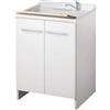 Negrari Magica 2009 Lavatoio Bianco 60x45 H85 cm Mobile Nobilitato Idrofugo Vasca Termoformatura Polipropilene Asse Legno Cerniere Chiusura Rallentata Salvafondo Alluminio Sifone Piletta Piedini