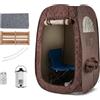 HOMASIS Sauna da Casa, Sauna Portatile con Generatore di Vapore da 3 Litri, Sauna a Vapore con Telecomando, 9 Livelli di Temperatura e 9 Timer, Sauna con Sedia Pieghevole e Massaggia Piedi (Marrone)