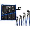 Topolenashop 4 Pinze Regolabili a Pappagallo 175, 200, 250 e 300 mm - Set Chiavi per Tubi e Dadi con Ganasce Seghettate, Impugnature in PVC e Custodia
