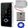 Gaocinys Kit di controllo degli accessi porta RFID IP68 impermeabile tastiera con impronta digitale, alimentazione 12V, pulsante interruttore porta in metallo, 10 portachiavi IC per casa/appartamento