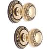 Infinity Decor Set di pomelli in ottone anticato stile georgiano vintage, 50 mm, maniglie a molla in ottone massiccio, ideali per porte interne ed esterne