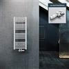 ELEGANT Radiatore per Bagno 1000x400mm Bianco Radiatore per Bagno con Collegamento Centrale Radiatore per Asciugamani Scaldasalviette con Termostato Multiblock Bianco