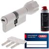 ToniTec set di cilindri di chiusura a profilo ABUS con pomolo EC660 con cilindro a pomolo con 3 chiavi grandezza 30 40K + spray detergente ToniTec