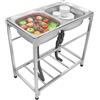 HUOMMGS Lavello da esterni in acciaio inox, autoportante, con 2 vasche, 2 tubi di scarico 83 x 44 x 77 cm, lavello da cucina per gastronomia, grande lavello fino a 75 kg, lavello commerciale, per