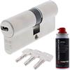 ToniTec Set di serratura a cilindro ABUS, doppio cilindro EC550, con 3 chiavi, misura 30 80 mm + spray per la cura ToniTec