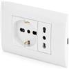 Topolenashop Placca 2 Posti Completa con Presa Bipasso e Presa Schuko - Placchetta da Incasso Compatibile Scatola 503, 16A 250V | LK40-3
